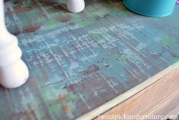 Sweet Pickins Furniture - Layering paint technique with spackling paste